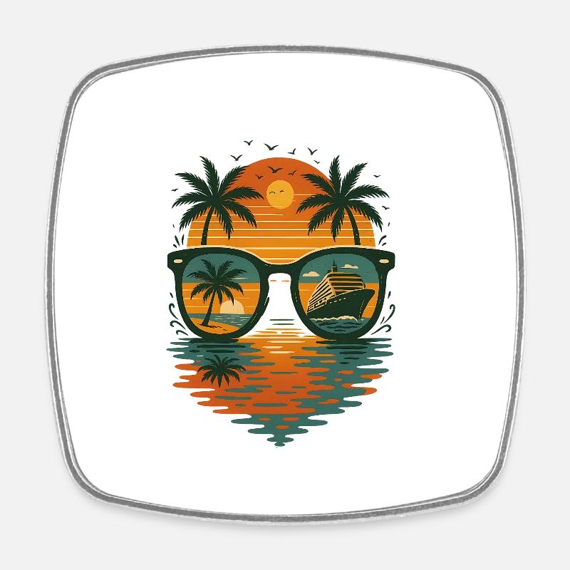 Summer holidays - Square fridge magnet - white