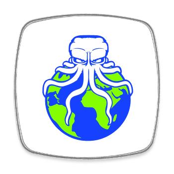 Octopus Attacks Earth Giant Alien Monster Cool - Square fridge magnet - white - Front