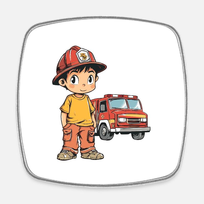 Children's Fire Brigade - Square fridge magnet - white