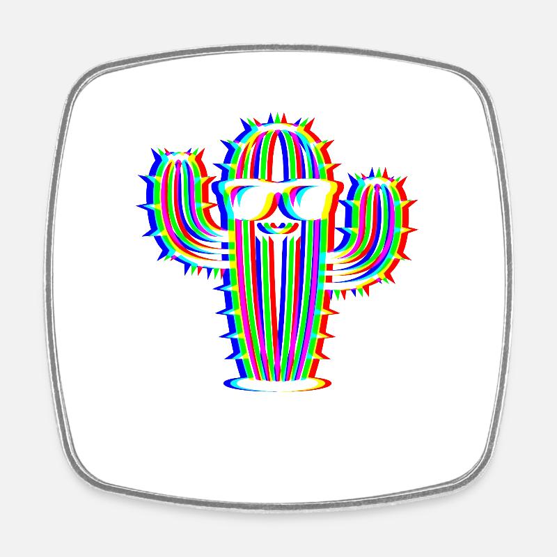 Glitch Cactus – Party & Fun Style - Square fridge magnet - white