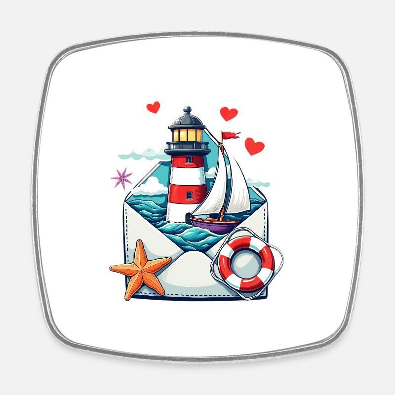 Courrier maritime - Magnet carré - blanc