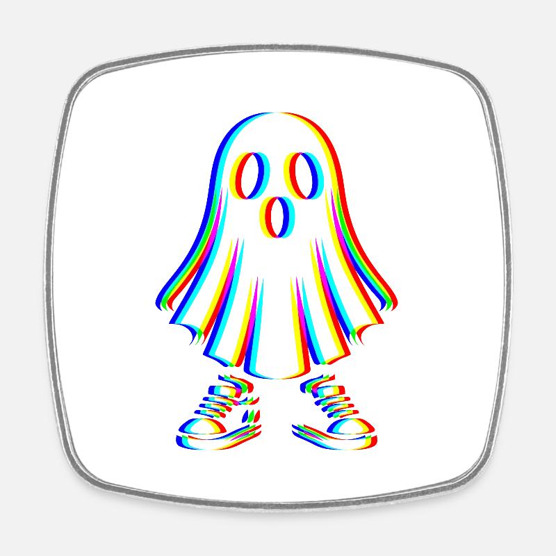 Glitch Ghost – Spooky Style - Square fridge magnet - white