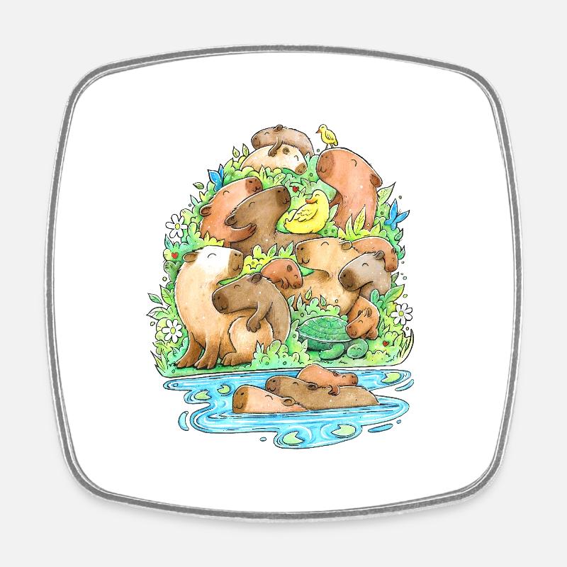 Capybara - Square fridge magnet - white