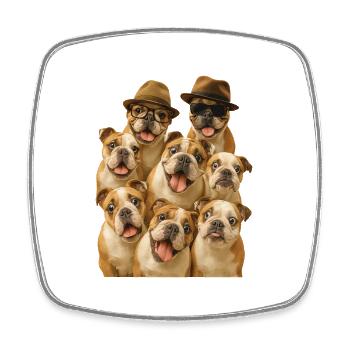 Bulldogge - Viereckiger Kühlschrankmagnet - Weiß - Vorne
