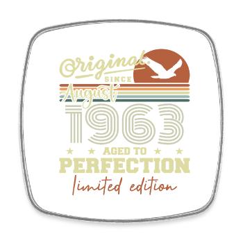 August 1963 Birthday August 1963 Vintage August 1963 - Square fridge magnet - white - Front