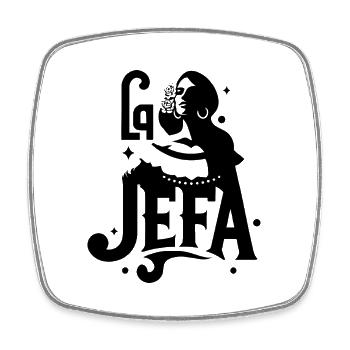 La Jefa Lustiges Spanisches Zitat für starke mexikanische Frau - Viereckiger Kühlschrankmagnet - Weiß - Vorne
