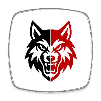 Logo de la tête de loup - Magnet carré - blanc - Devant