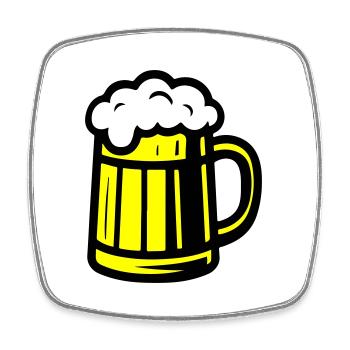 Chope à bière en verre à bière - Magnet carré - blanc - Devant