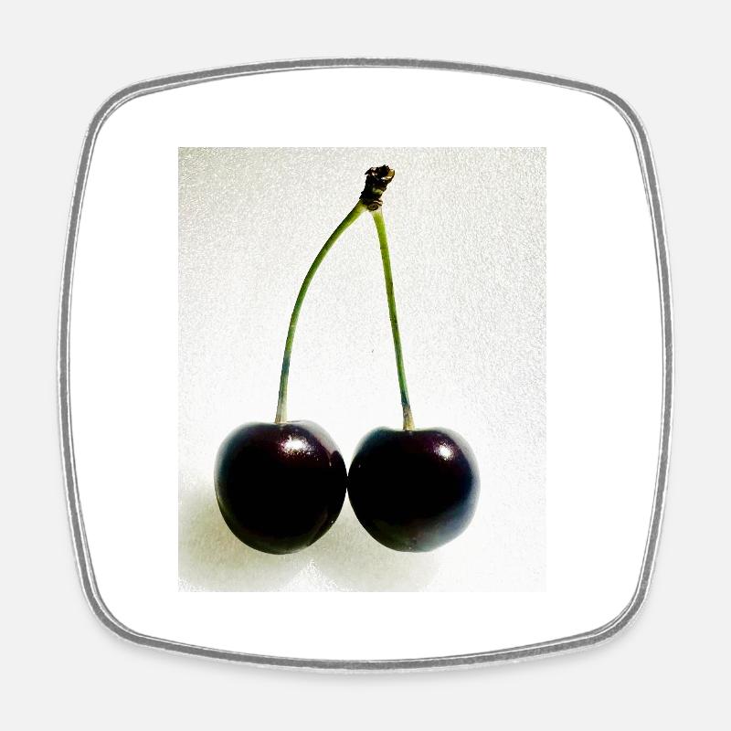 Cherry - Square fridge magnet - white