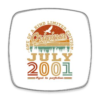 July 2001 Vintage Retro Birthday Gift - Square fridge magnet - white - Front