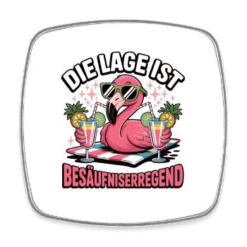 Party Flamingo Drunkenness - Square fridge magnet - white - Front