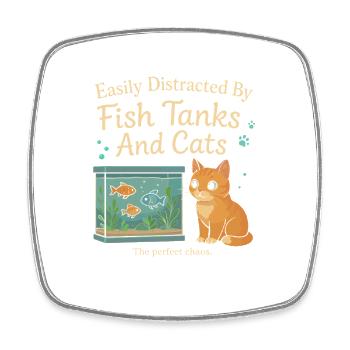 Leicht ablenkbar durch Fischtanks und Katzen - Viereckiger Kühlschrankmagnet - Weiß - Vorne