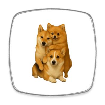 Corgi Shiba Poméranien - Magnet carré - blanc - Devant
