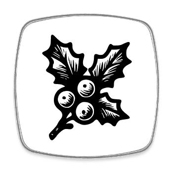 Houx de Noel - Magnet carré - blanc - Devant