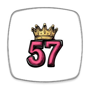 57 Number Crown - Square fridge magnet - white - Front