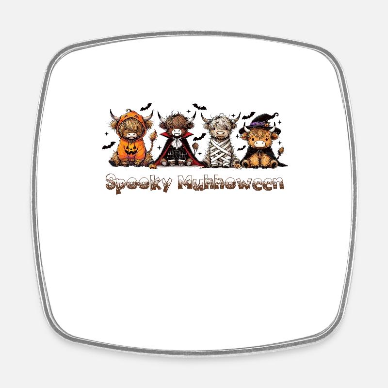 Spooky Moo Halloween Cows - Square fridge magnet - white