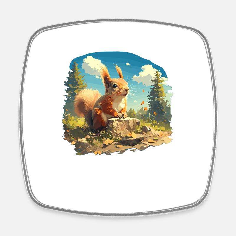 Eichhörnchen - Viereckiger Kühlschrankmagnet - Weiß