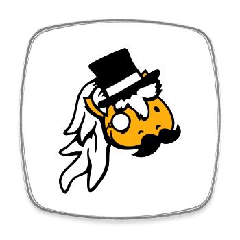 Cheval Sir Lord Rich Monocle Lunettes Chapeau haut de forme - Magnet carré - blanc - Devant