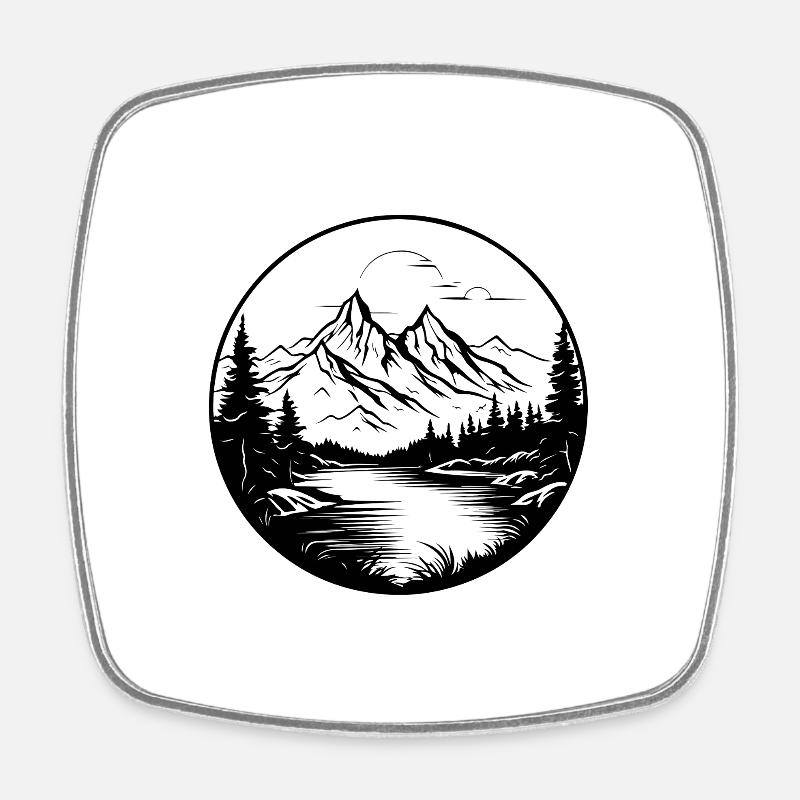 Mountains Landscape - Square fridge magnet - white