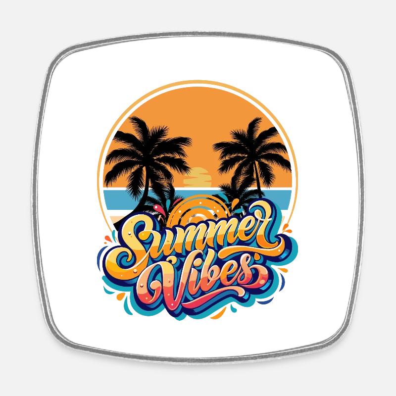 Summer Vibes - Square fridge magnet - white