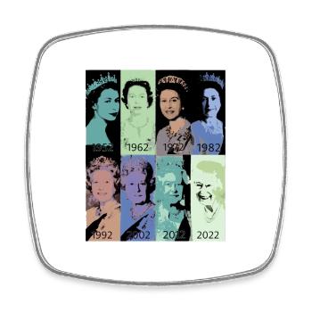 Queen II - Elizabeth England - Queen of England, - Square fridge magnet - white - Front
