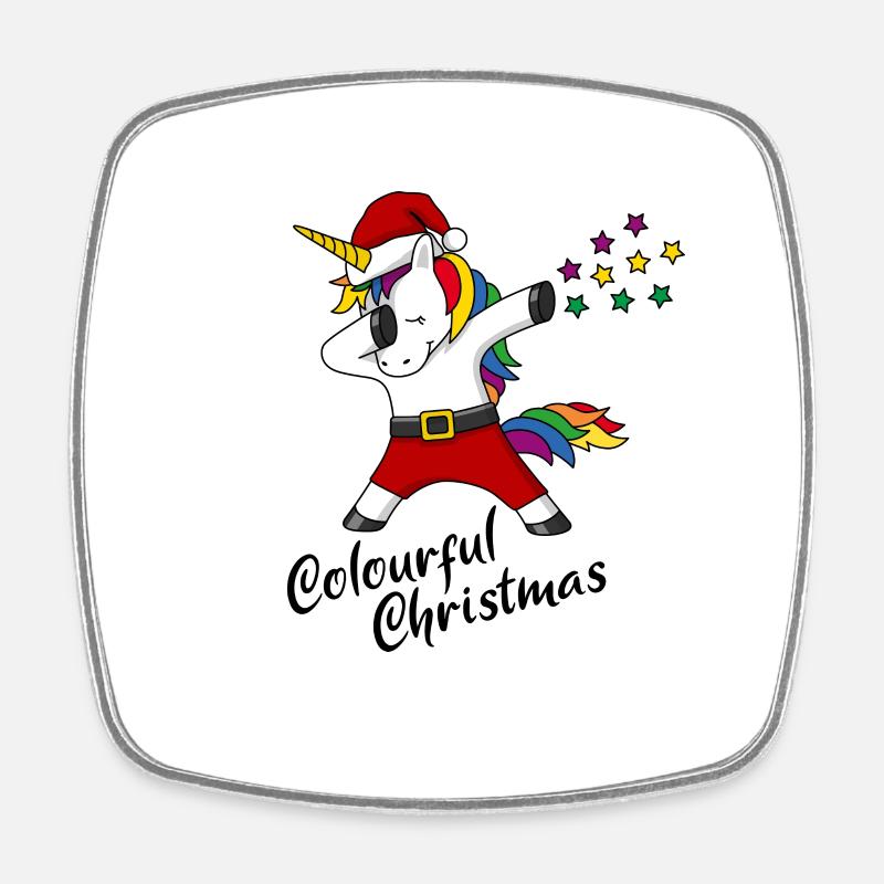 Licorne de Noël cadeau de Noël coloré - Magnet carré - blanc