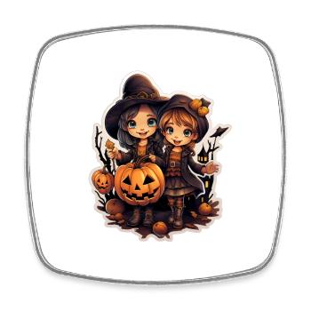 Halloweenkinder - Viereckiger Kühlschrankmagnet - Weiß - Vorne
