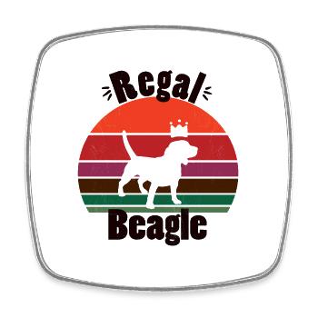 Regal Beagle with Retro Sunset - Square fridge magnet - white - Front
