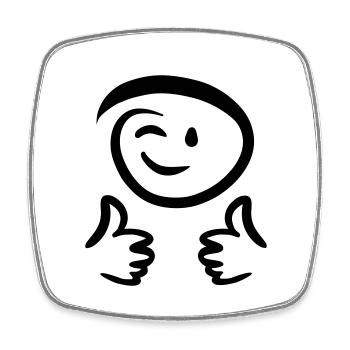Gesicht zwinkert zeigt zwei Daumen hoch. Emoticon. - Viereckiger Kühlschrankmagnet - Weiß - Vorne