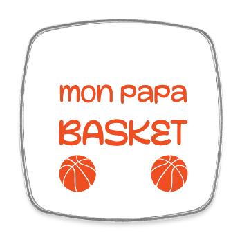 Mein Vater spielt nicht immer Basketball - Viereckiger Kühlschrankmagnet - Weiß - Vorne