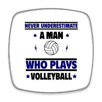 Unterschätze niemals einen Mann, der Volleyball - Viereckiger Kühlschrankmagnet - Weiß - Vorne