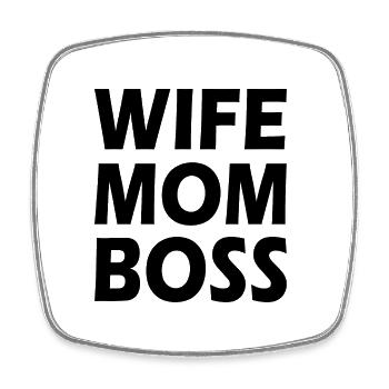 Wife mom boss - Viereckiger Kühlschrankmagnet - Weiß - Vorne