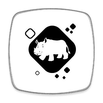 Rhino - Africa Nature Animal Lovers Wilderness Safari - Magnet carré - blanc - Devant