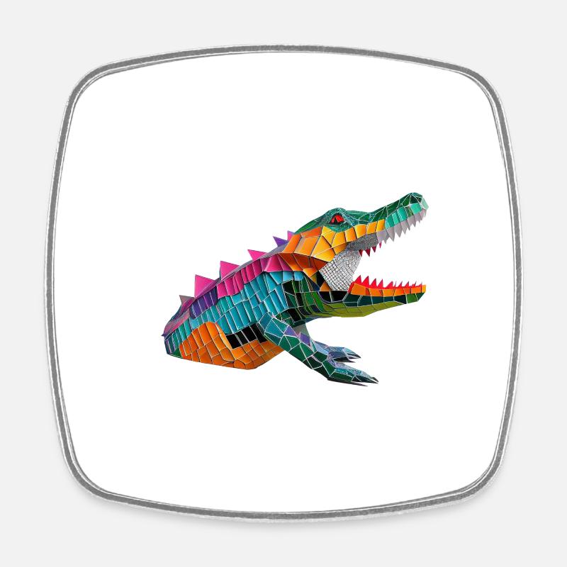 Conception de crocodile en origami - Magnet carré - blanc