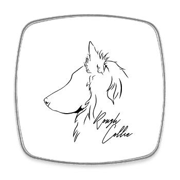 Rough Collie Profil Hunde Hund Wilsigns - Viereckiger Kühlschrankmagnet - Weiß - Vorne