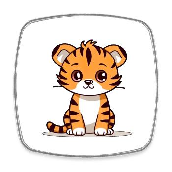Lustiger Tiger für Kinder für Kinder - Viereckiger Kühlschrankmagnet - Weiß - Vorne