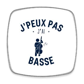 J peux pas j ai Basse - Magnet carré - blanc - Devant