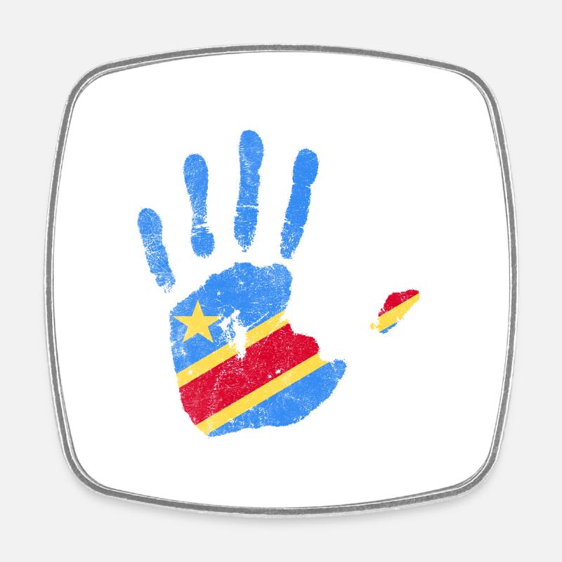 Main du drapeau du Congo - Stand with Congo - Magnet carré - blanc