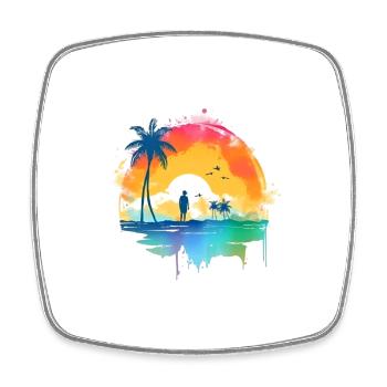 Beach Sunset - Square fridge magnet - white - Front
