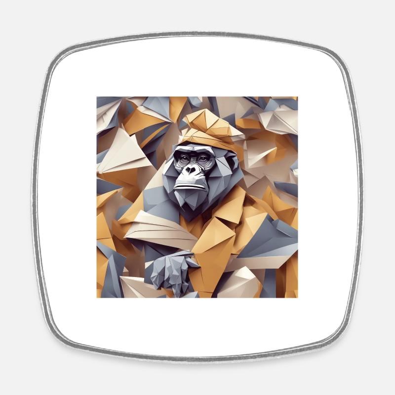 Cool monkey in wrinkled robe - Square fridge magnet - white