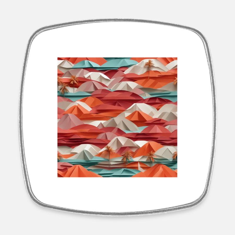 Origami Beach - Square fridge magnet - white