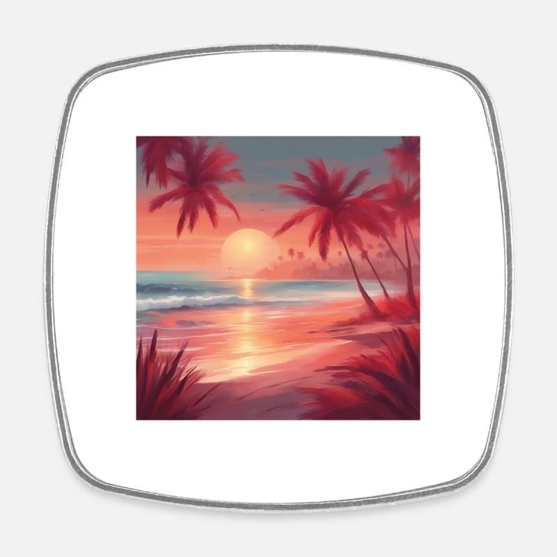 Plage Vintage - Magnet carré - blanc