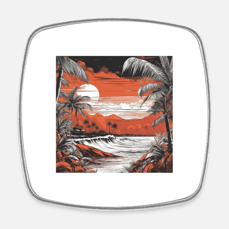 Plage Vintage - Magnet carré - blanc