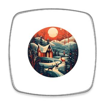 Noël Hiver Paysage - Magnet carré - blanc - Devant