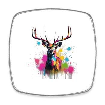 Portrait de cerf coloré - Magnet carré - blanc - Devant