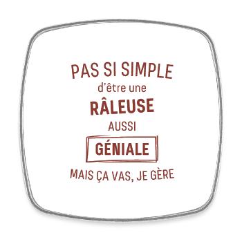 Râleuse GÉNIALE rouge brunâtre foncé - Magnet carré - blanc - Devant
