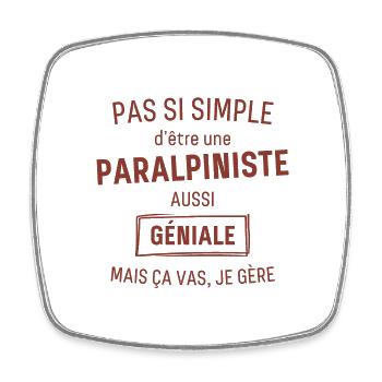 Paralpiniste GÉNIALE rouge brunâtre foncé - Magnet carré - blanc - Devant
