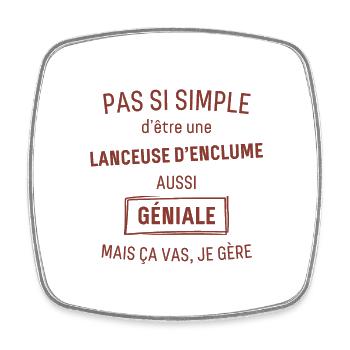 Lanceuse d'enclume GÉNIALE rouge brunâtre foncé - Magnet carré - blanc - Devant