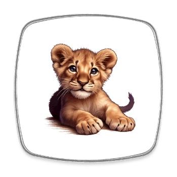 Little (Cute Lion Cub) - Square fridge magnet - white - Front