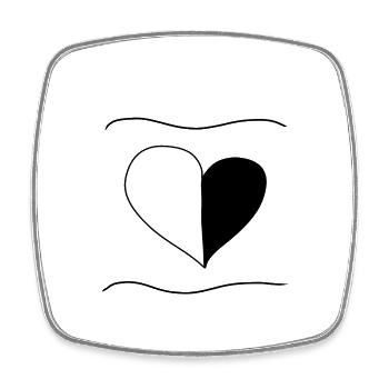 herz symbol zwei teile liebe linien - Viereckiger Kühlschrankmagnet - Weiß - Vorne